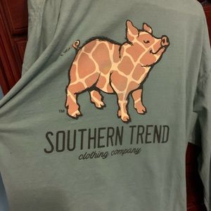 Southern trend olive green long sleeve shirt